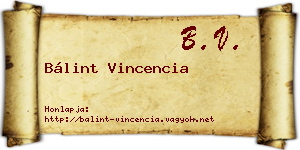 Bálint Vincencia névjegykártya